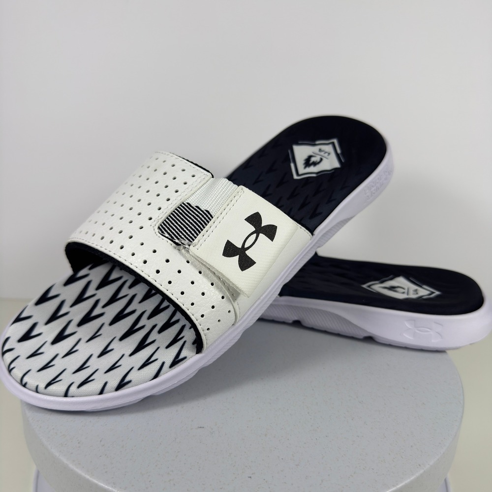 Under Armour‎ Mens Slides Perforated Comfort Sport White Black Fit Size 9